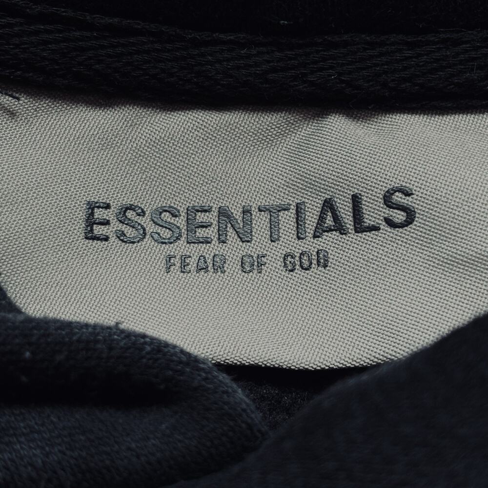 Fear of God Essentials Black Pullover Hoodie Cotton Size Medium Oversized Logo - Picture 8 of 15